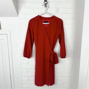 J. Crew Red Classic Wrap Dress Size 00